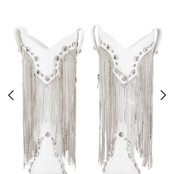 Dolls, kill, white rhinestone fringe boots size 9 brand new - Picture 3 of 4